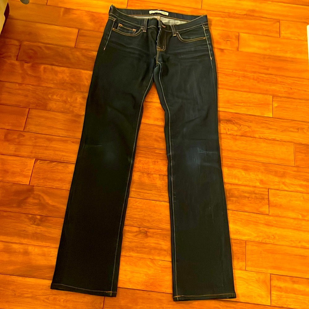 J Brand size 27 boot cut, dark blue. Good for work + date night! Great condition
